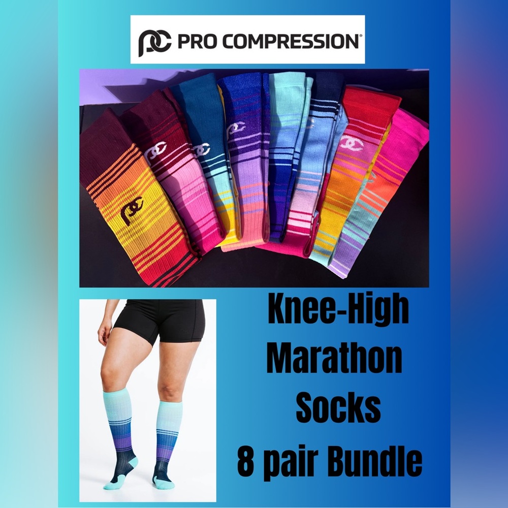 ProCompression Marathon Socks Bundle of 8 (Colorblock/Stripes)